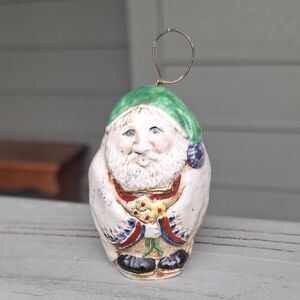 Salamander Pottery Father Christmas Handcrafted Bell Ornament 3" Vintage 80s